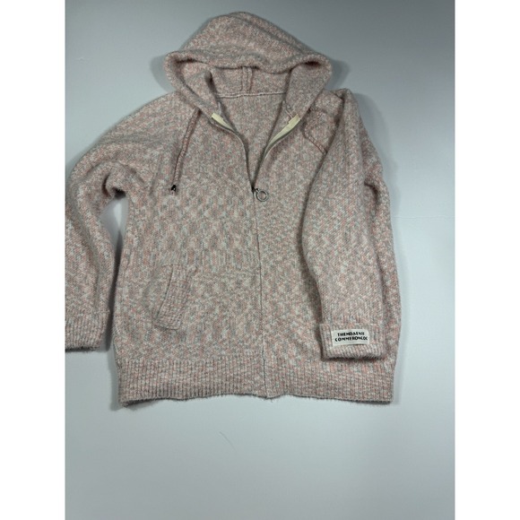 Themdaenss Zip-Up Women's Hooded Cozy Casual Pink Sweater Size L - Picture 7 of 10